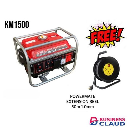 kmax 1.2KW Petrol Generator 5L Tank, 80CC, 154F Engine, Recoil Start, DC and AC Output Gasoline Generator + Free 50M 1.0mm Reel Extension