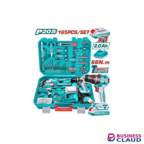 TOTAL Tool Kit 165 PCs with Drill - 20V Cordless Power Drill Combo Home Tool Set - Protable Basic General Household Toolbox for Garden Office House Repair (Screwdriver Set & Pliers Set
