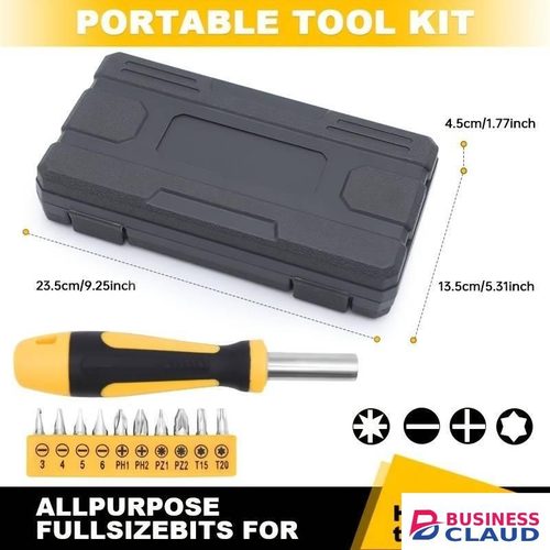 25pcs Tool Set, General Household Hand Tools Kit with Plastic Storage Case - Essential Tools Including Hammer, Pliers, Tape Measure, Screwdrivers