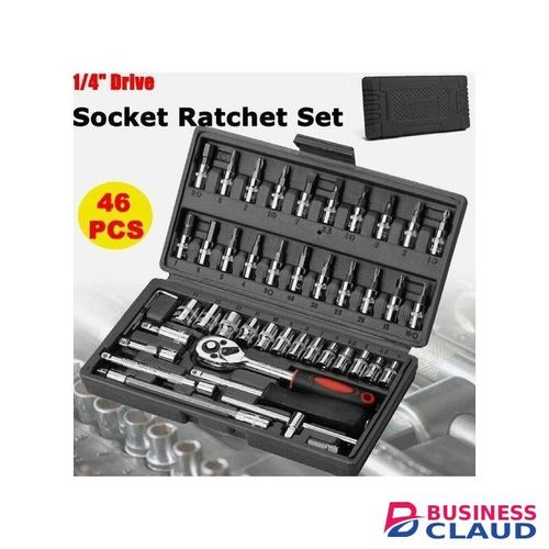 Share this product General 46pc Spanner Socket Ratchet Wrench Set 1/4" Drive Car Repair Tool Kit Black Case