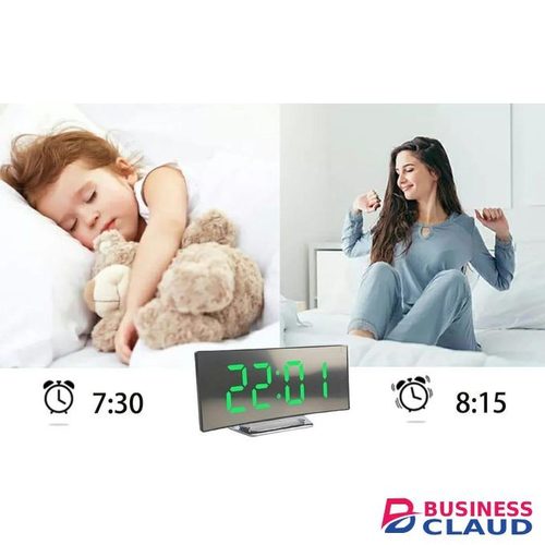 Digital Alarm Clock Bedside – LED Curved 7" Screen with Snooze, 2-Level Brightness, Night Light, USB Charging Port, Battery Powered, 12/24 Hr Format for Heavy Sleepers, Travel, Bedroom, Office, and Best Festive Gift Clock