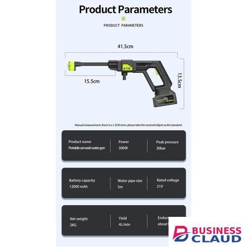 Powerful Cordless High Pressure Washer Gun with Long-Range Jet Spray