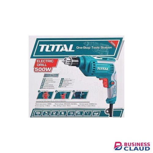 TOTAL Heavy duty 500W 10mm Corded Reversible Impact Drill Machine Kit for Home & DIY Use for drilling Wood, Metal & Concrete