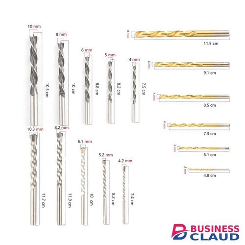 16Pcs Drill Bit Set, Brad Point Wood Drill Bit Set, Twist Drill Bit Set, Masonry Drill Bits for Cement, Brick, Stone