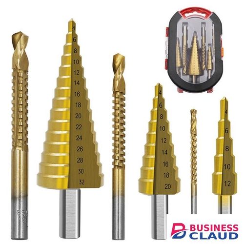 Step Drill Bit Drill Bits Drill Bit Sharpener Cone Cutter Step Drill 6PCS Titanium Step Drill Bit Set 29 Sizes 4-32mm Drill Bits Set for Metal Sheet with Case Step Up Bits for DIY Lovers Metalworking