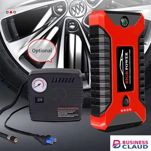 Car Jump Starter Tool Kit with Inflator, LED Light, and Power Pack