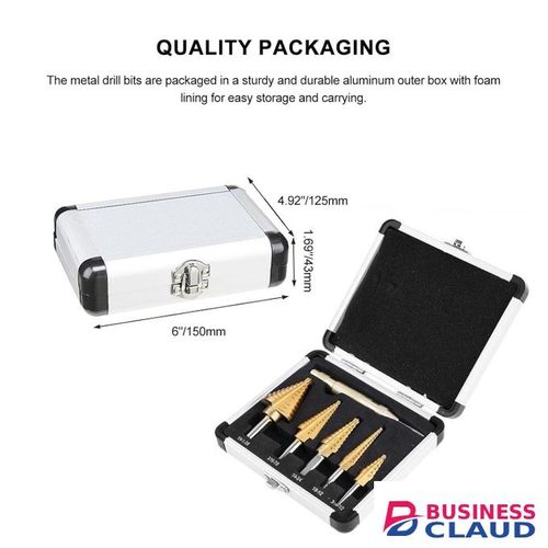 5pcs Step Drill Bit Gold High Speed Step Drill Bits For Woodworking Cast Iron Work + automatic punch