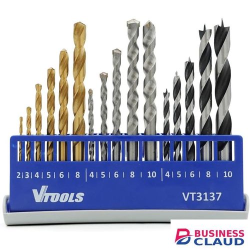 16Pcs Drill Bits Set, With HSS and HCS Bits, Heat Resistance, 135 Degree Spilt Point, For Hardened Metal, Concrete, Stone and Wood