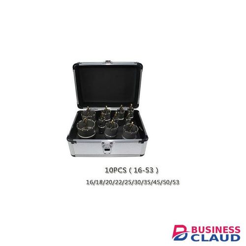 TCT Hole Saw Set, 16 to 53mm Tungsten Carbide Tipped Hole, 10Pcs Carbide Hole Saw Kit for Stainless Steel, Metal, Iron, Wood and Aluminum