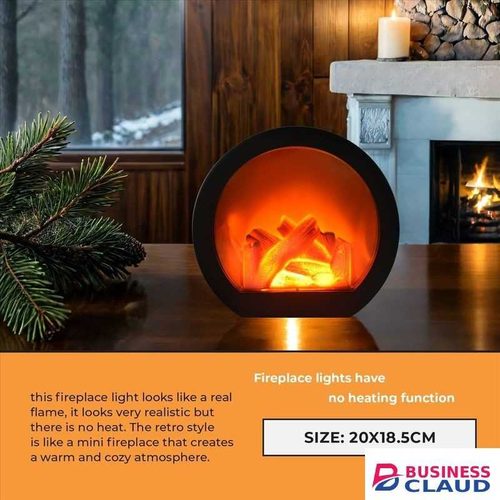 Simulated Flame Lamp Night Lamp Retro Atmosphere Decoration Fireplace Lamp European Style Ornaments Round