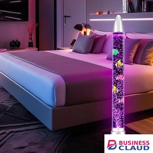 LED Deco Water Bubble Fish Tube Floor Lamp 7 Color Changing Aquarium Light with 3 Plastic Fish Electric Sensory Lamp for Autism ADHD Relaxation Home Office Decor Night Light