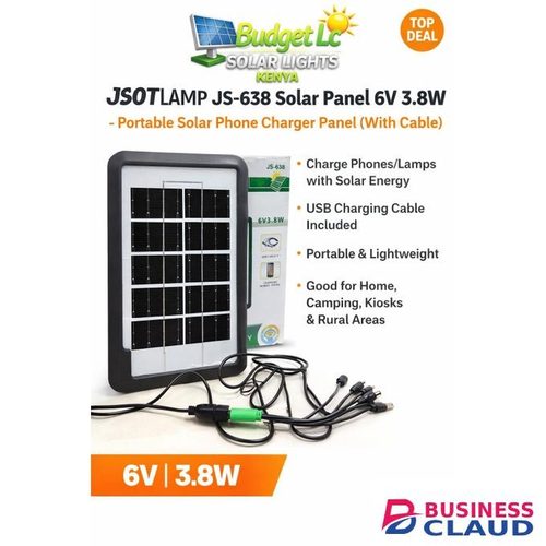 JSOT Solar Panel 6V 3.8W Portable Solar Phone Charger Panel (With Cable)