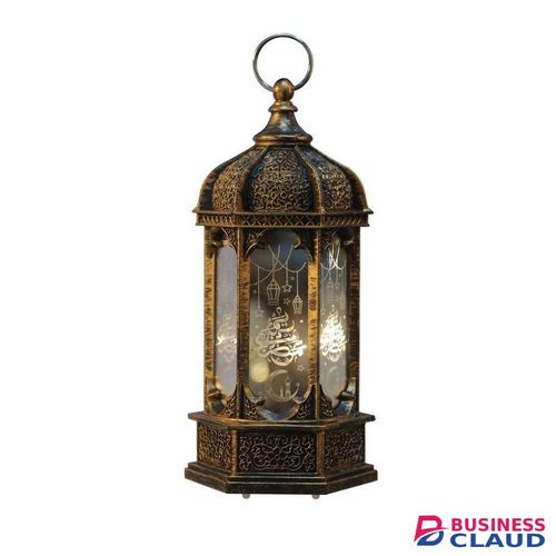 Vintage LED Ramadan Lamp – 6.6×13.5cm Decorative Islamic Light Gold