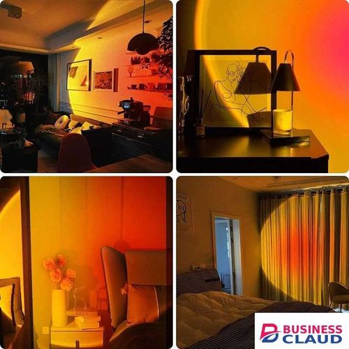 Smart Bluetooth Night Rainbow Sunset Projector Lamp For Home Coffe Shop Background Wall Decoration Atmosphere Table Lamp