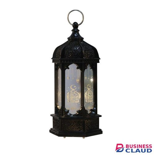 Vintage LED Ramadan Lamp – 6.6×13.5cm Decorative Islamic Light Black