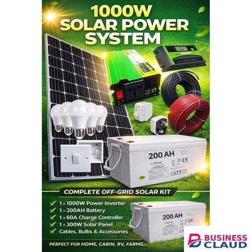 Solarmax 250W Solar Full Kit (All Weather) energy Saving Bulbs Plus Free 10m Dropper Cable