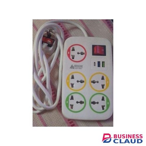4 Way Slots Power Extension With 3 USB Ports Cables And 1 Type C Port