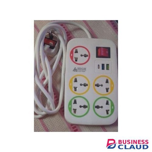 5 Way Slots Power Extension With 2 USB Ports Cables And 1 Type C Port