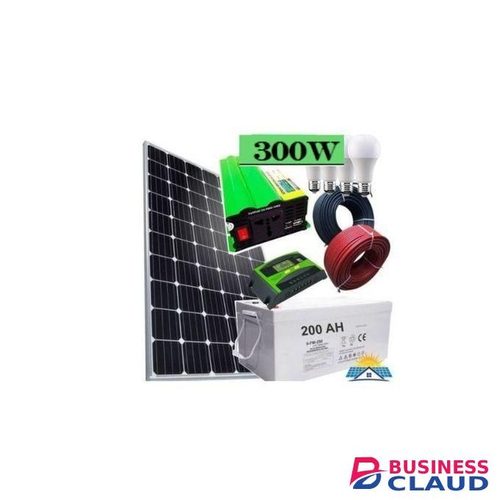 Sunlight Solar 150W Solar Panel Full Kit All Weather + 200AH Solar Battery + 10AH Solar Charge Controller + 300Watts Inverter + 4 DC Bulbs + 10M Cable