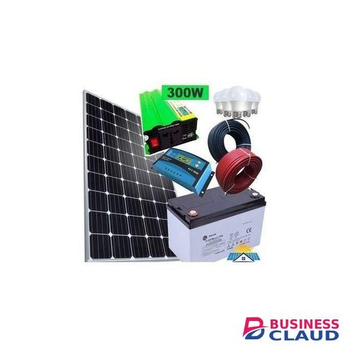 Sunnypex 50W Solar Panel Full Kit All Weather + 50AH Solar Battery + 300W Solar Inverter + 10AH Solar Charge Controller + 5 DC Bulbs + 10M Cable