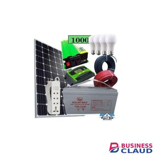 Sunlight Solar 200W Solar Panel Full Kit All Weather + 150AH Solar Battery + 30AH Solar Charge Controller + 1000W Inverter + 4 DC Bulbs + Extension + 10M Cable