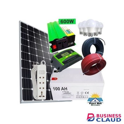 Sunlight Solar 200 W Solar Panel Full Kit All Weather + 100AH Solar Battery + 300 Watts Solar Inverter + 10AH Solar Controller + 4 DC Bulbs + Free Extension + 10M Cable