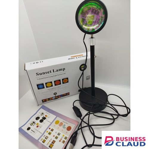 Portable LED Sunset Rainbow Projector – USB Mood Light, 180° Rotating Head, Bedroom Decor