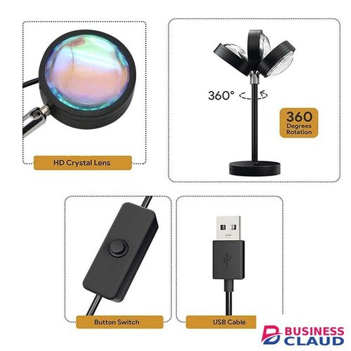 USB-Powered Sunset Projection Night Light for Home & Studio Decor