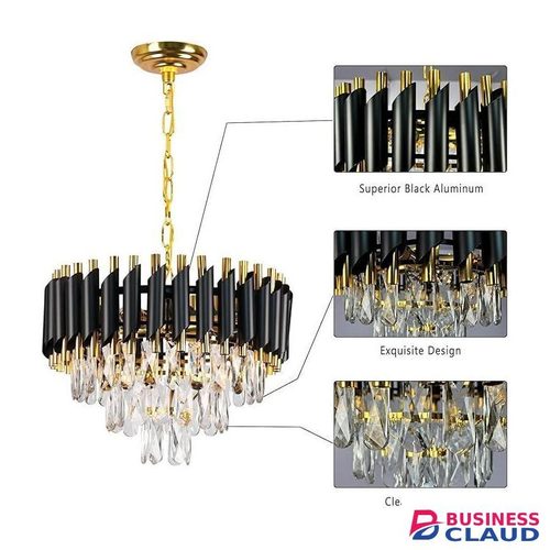 MODI Black Crystal Ceiling Chandelier And pendant Light For Living room And Staircase