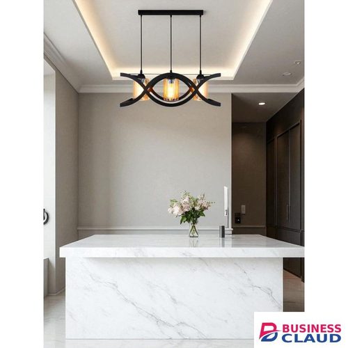 Swirl Modern Kitchen Island Style Black 3 Head Ceiling Light IM-C24890