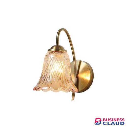 Tronic Classic Curved Arm Wall Light with Amber Glass