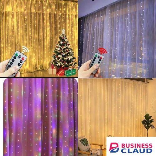 3M×3M Curtain Lights with Remote, Waterproof Indoor and Outdoor Fairy String Lights for Christmas, Garden, Patio, Party Decoration, Remote Controlled LED Garland