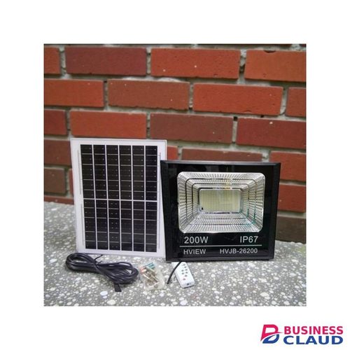 Hiview Zero Electricity Cost Super Bright 200W Solar Flood Light Outdoor Dusk to Dawn with Remote Control