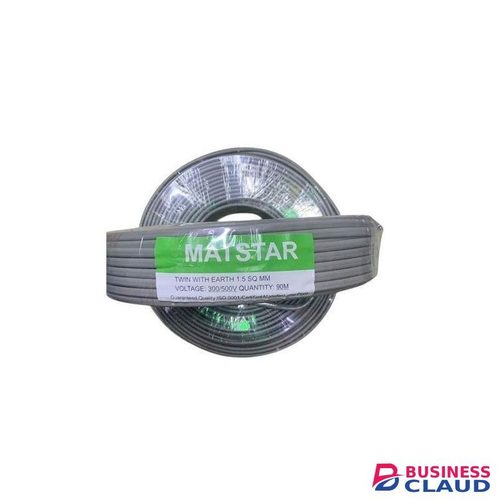 Mat Star 90 Metres Roll 3 Cores (Live, Neutral, And Earth) 1.5MM Twin With Earth Electrical Wiring Cable