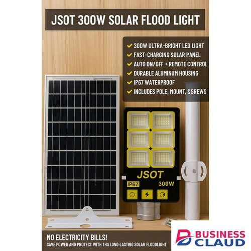 JSOT 300W Solar Flood Light – IP67 Waterproof, Outdoor Security Street Light