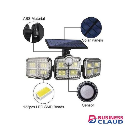 Solar Light 3Heads LED Motion Sensor Waterproof For Outdoors