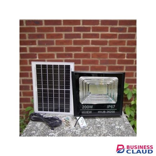 Hiview Reliable Quality 200W Outdoor Auto On/Off Dusk to Dawn Remote Control Solar Flood Light Lamp for Parking Lot, Yard, Garden, Swimming Pool, Pathway