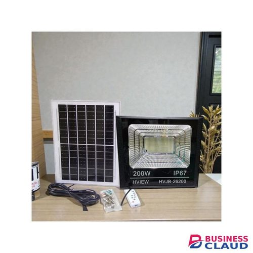 Hiview 200W Outdoor Auto On/Off Dusk to Dawn Remote Control Solar Power Flood Light Lamp for Parking Lot, Yard, Garden, Swimming Pool, Pathway