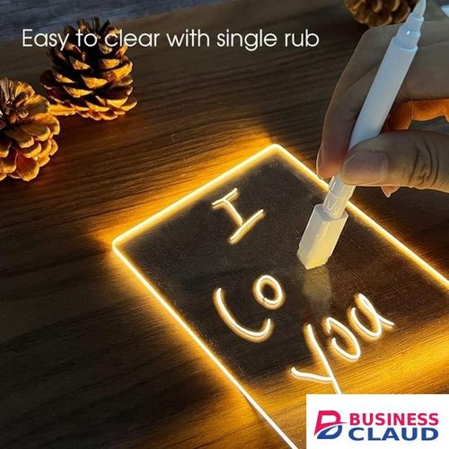 addigoes Beside Lamp, Transparent Dry Erase Board with Light Up Stand for Desk | Clear Desktop Note Memo Whiteboard Notepad Table | Glow LED Letter Massage Boards for Creative Use | Includes Dry Erase Marker