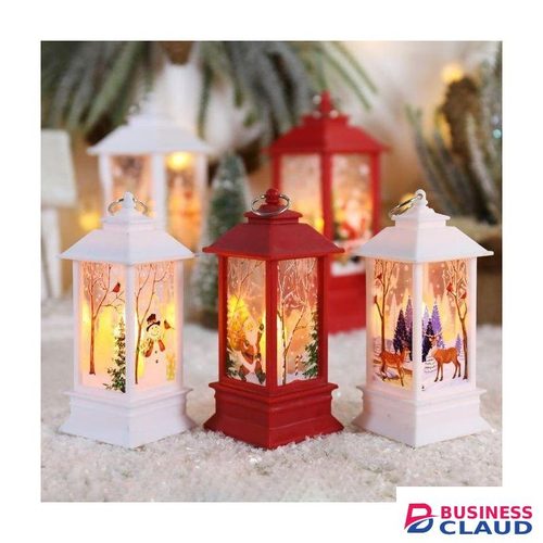 Santa Claus Snowman Lantern Light Vintage LED Night Lamp Merry Christmas Decorations for Home Tree, Navidad 2024 Ornament, Battery Powered Warm Glow 13*5.5cm