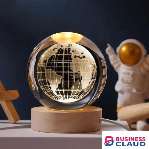 3D Earth Design Crystal Ball LED Night Lamp Warm Light USB Charger Set, Compact Astronomy Space Gift for Kids and Adults