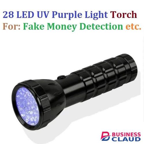 28 LED UV Ultra Violet Purple Flashlight Light Torch For Amber Fake Money Currency Detector - 395 Nm Wavelength