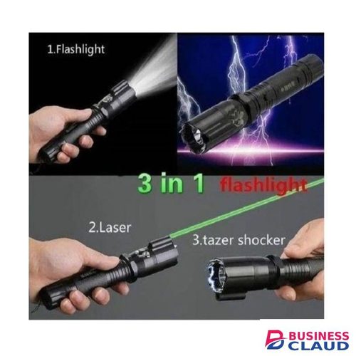 Electric 3-in-1 Rechargeable Home Sercurity Self-Defense Shock Laser Pointer Torch