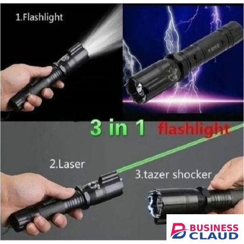 Electric 3-in-1 Rechargable Sercurity Self-Defense Shock Laser Pointer Torch