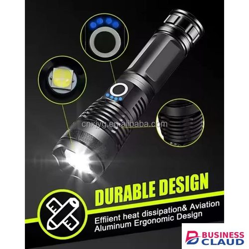 Super Bright Rechargeable Zoom Torch – Heavy-Duty, Long-Lasting Battery & Window Hammer