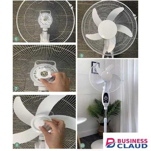 Solar Rechargeable Stand Fan AC/DC 16inch with 2 LED Lights ES