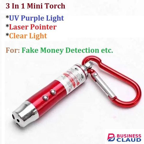 3 In 1 Mini Clear & UV Ultra Violet Purple Flashlight Laser Pointer Torch For Amber Fake Money Currency Detector 395 Nm Wavelength - 3:M11