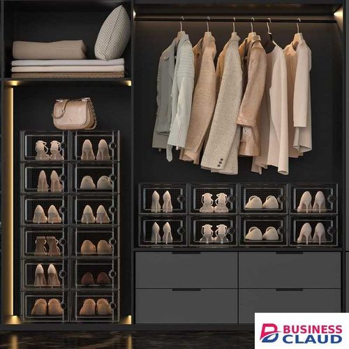 TodyJeyHo Large Shoe Storage Boxes Organizers Clear Plastic Stackable 12 Pack