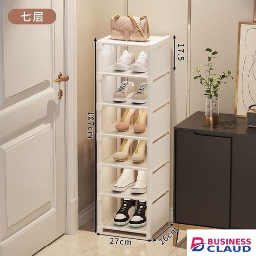 7-layer shoe rack, wall-mounted corner shoe rack-white