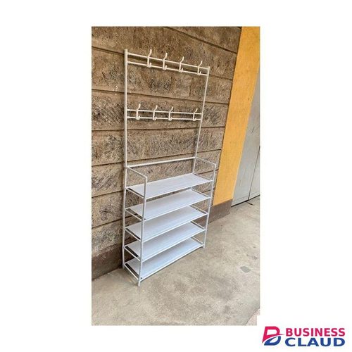 5-Tier Multifunctional Shoe, Hat And Cloth Hanger Rack-White